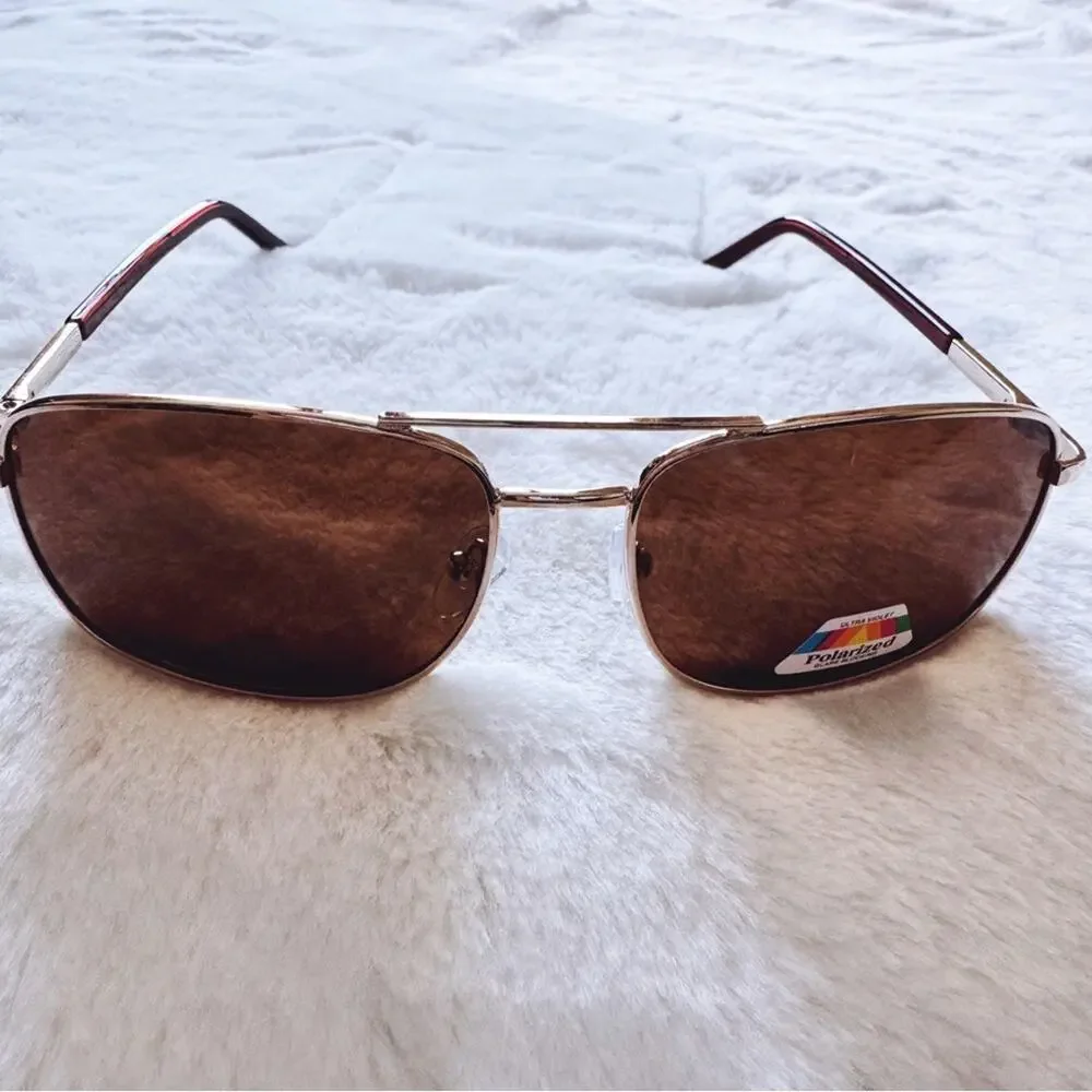 Troy Brown Rectangular Polarized Sunglasses